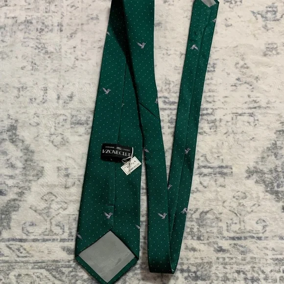 Vintage Green Polka Dot Ducks Print Japan Tie - Picture 1 of 5